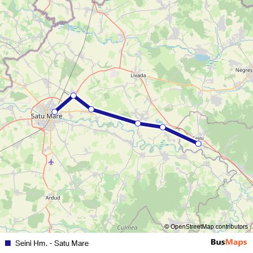 Seini Hm. - Satu Mare rail Line Map