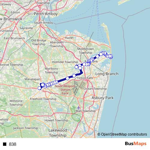 838 bus Line Map