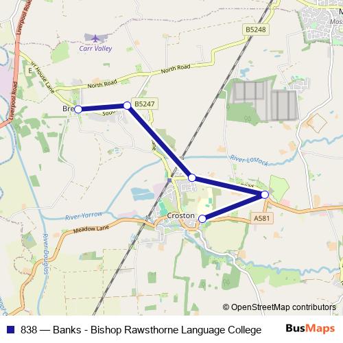 838 bus Line Map