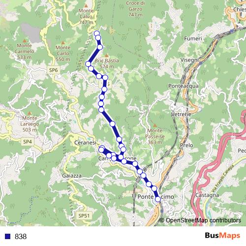 838 bus Line Map