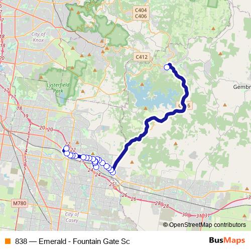 838 bus Line Map