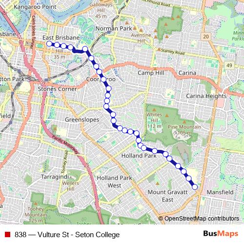 838 bus Line Map