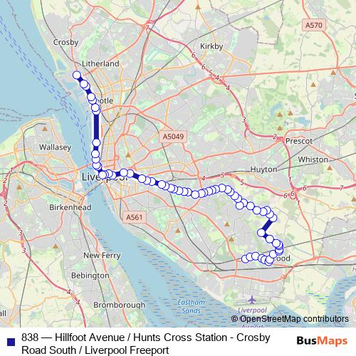 838 bus Line Map