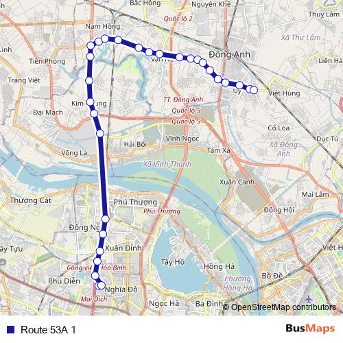 Route 53A 1 bus Line Map