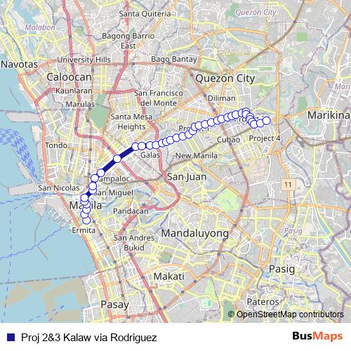 Proj 2&3 Kalaw via Rodriguez bus Line Map
