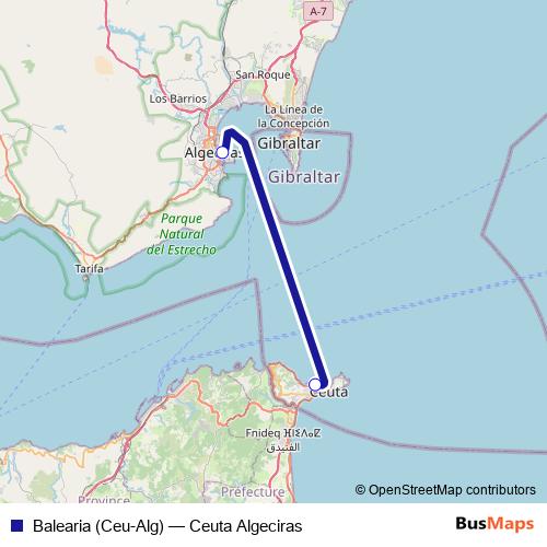 Balearia (Ceu-Alg) ferry Line Map