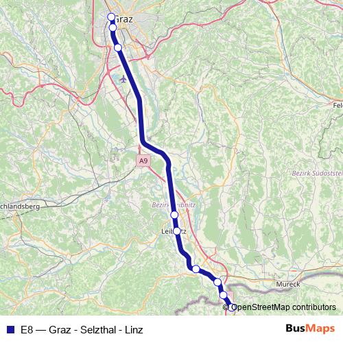 E8 rail Line Map