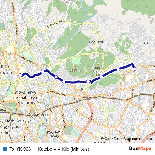 Tx YK 008 bus Line Map