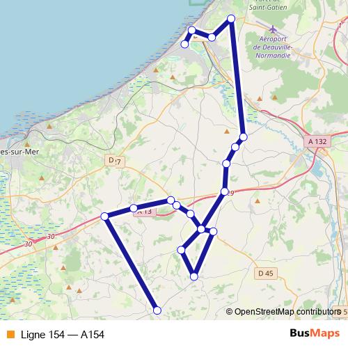 Ligne 154 bus Line Map