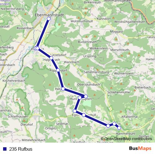 235 Rufbus bus Line Map
