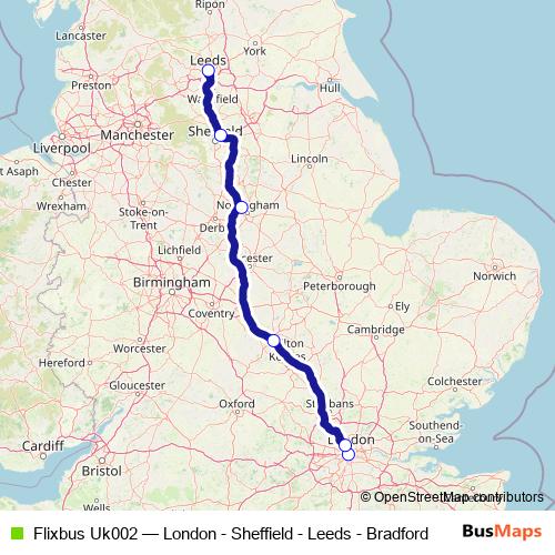 Flixbus Uk002 bus Line Map