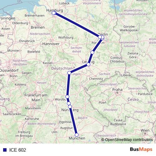 ICE 602 rail Line Map