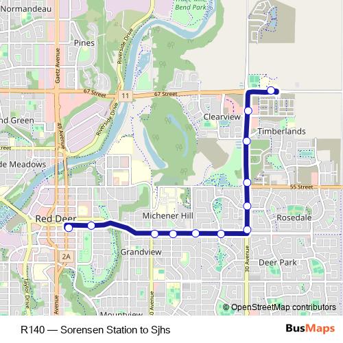 R140 bus Line Map