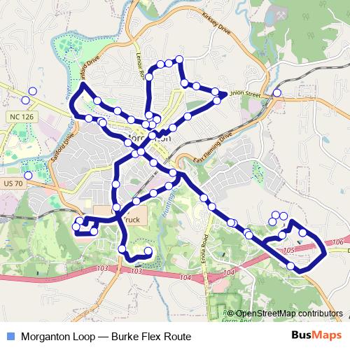 Morganton Loop bus Line Map