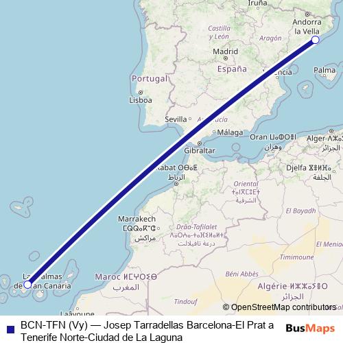 BCN-TFN (Vy) air Line Map