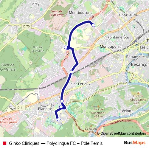 Ginko Cliniques bus Line Map