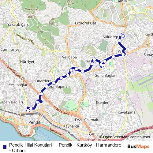 Pendik-Hilal Konutlari bus Line Map