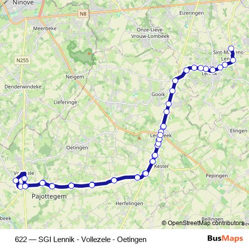 622 bus Line Map