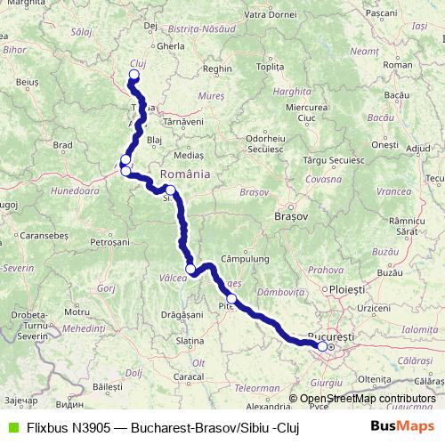 Flixbus N3905 bus Line Map