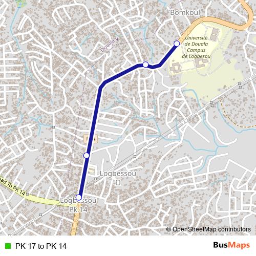 PK 17 to PK 14 bus Line Map