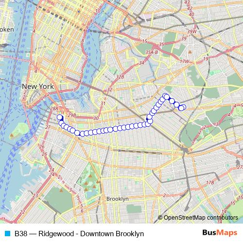 B38 bus Line Map