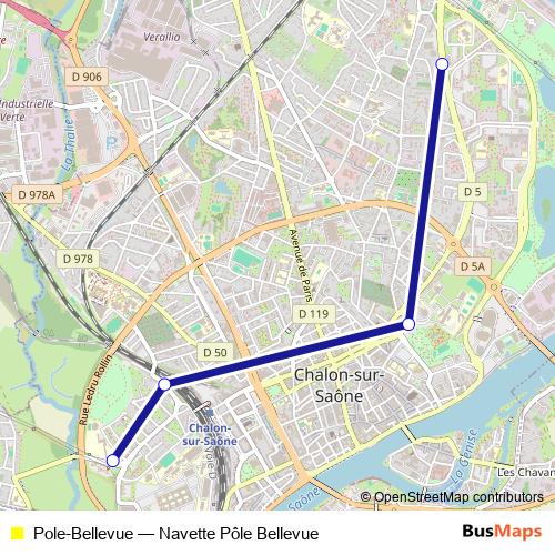 Pole-Bellevue bus Line Map