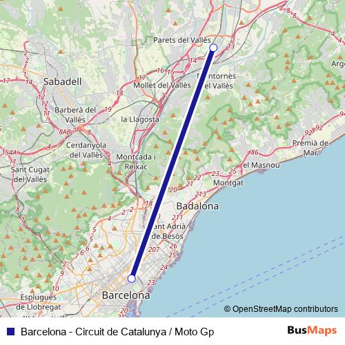 Barcelona - Circuit de Catalunya / Moto Gp bus Line Map