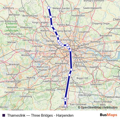 Thameslink rail Line Map
