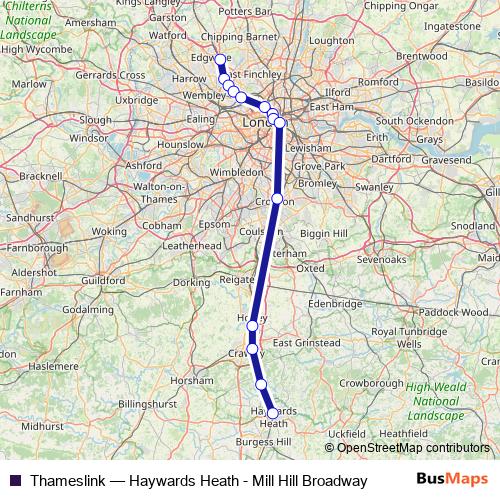 Thameslink rail Line Map