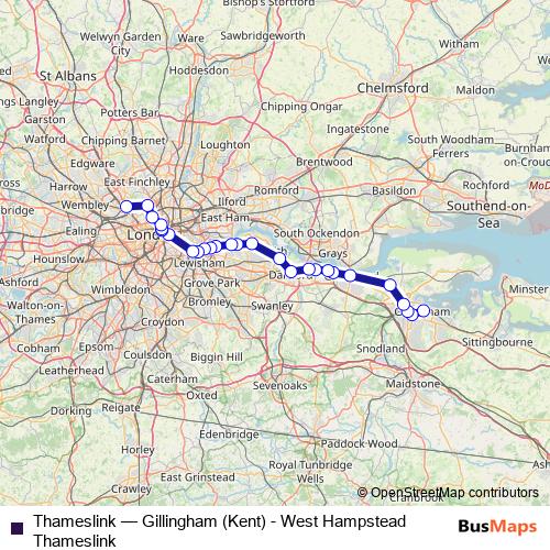 Thameslink rail Line Map