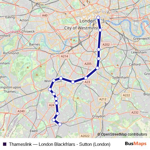 Thameslink rail Line Map