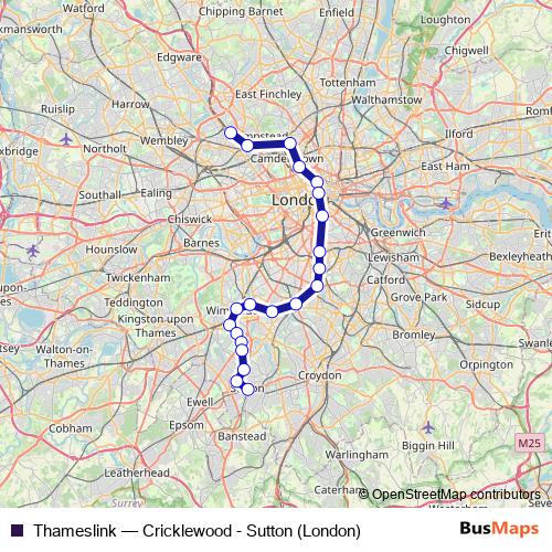 Thameslink rail Line Map