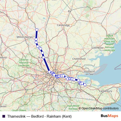 Thameslink rail Line Map