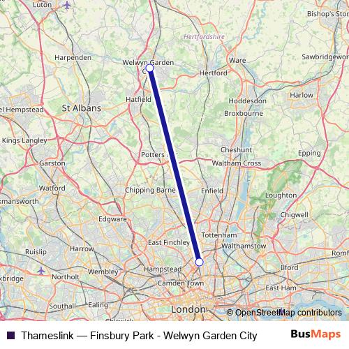 Thameslink rail Line Map