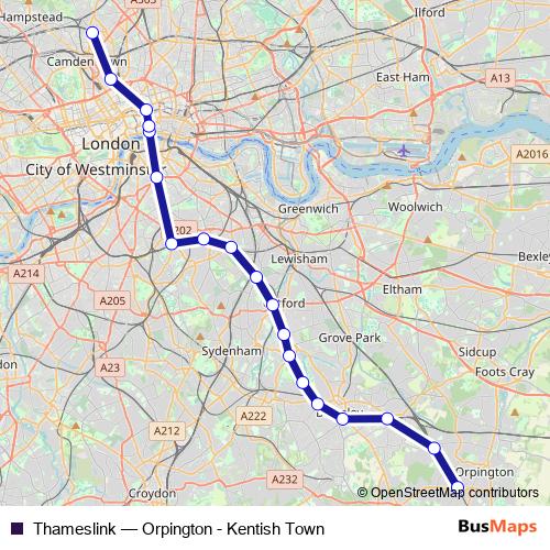 Thameslink rail Line Map