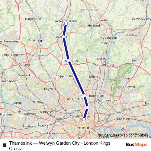 Thameslink rail Line Map