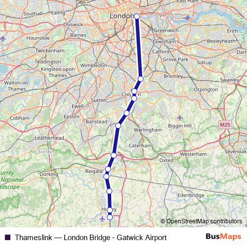 Thameslink rail Line Map