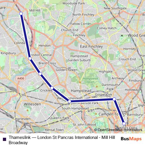Thameslink rail Line Map