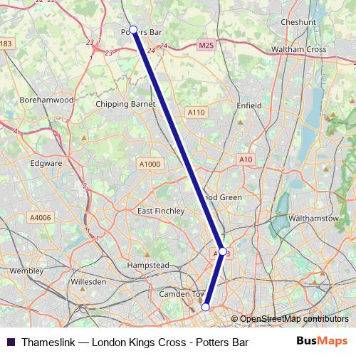 Thameslink rail Line Map