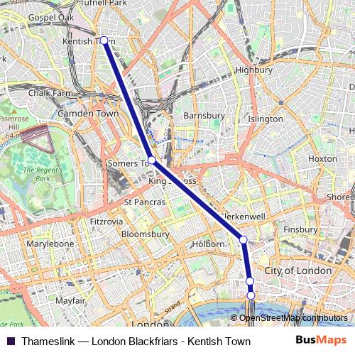 Thameslink rail Line Map