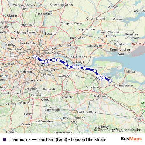 Thameslink rail Line Map