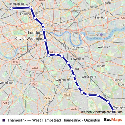 Thameslink rail Line Map