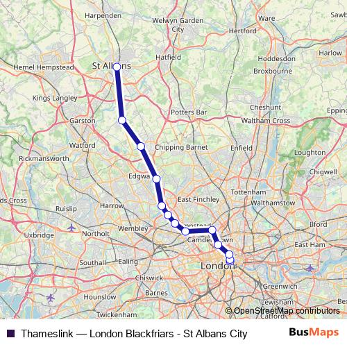 Thameslink rail Line Map