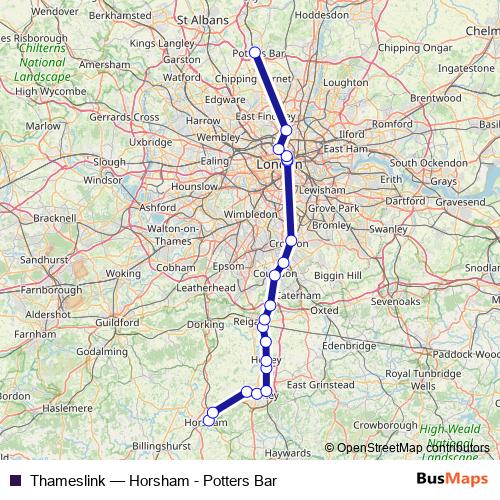 Thameslink rail Line Map