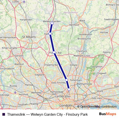 Thameslink rail Line Map