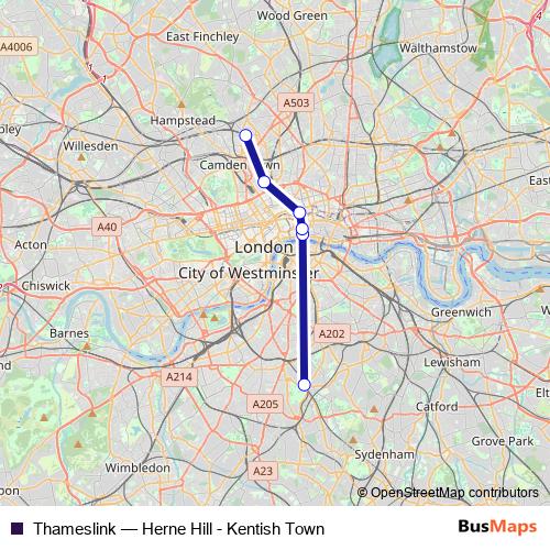 Thameslink rail Line Map