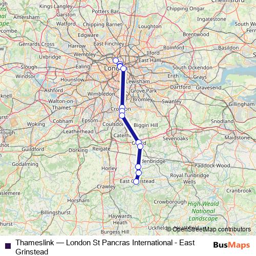 Thameslink rail Line Map