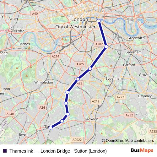 Thameslink rail Line Map