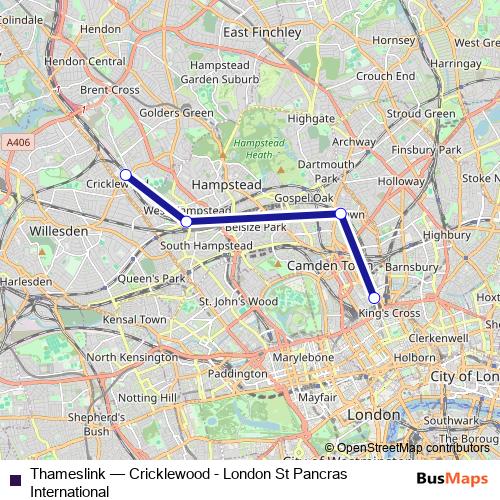 Thameslink rail Line Map