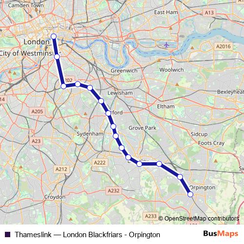 Thameslink rail Line Map